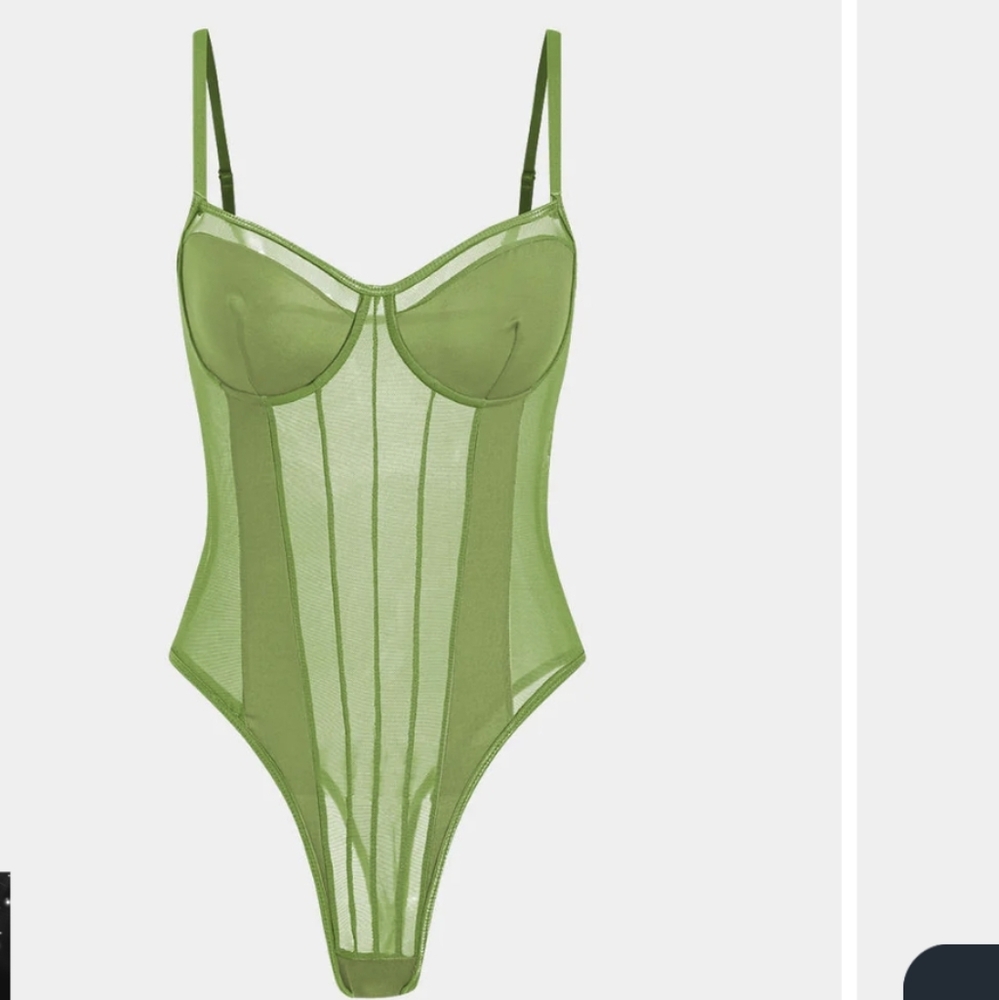Green Sheer Bodysuit Shapewear